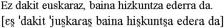 Ez dakit euskaraz, baina hizkuntza ederra da.